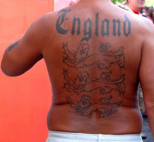 England Football Team Tattoo On Back