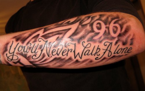 You will Never Walk Alone Football Tattoo On Arm
