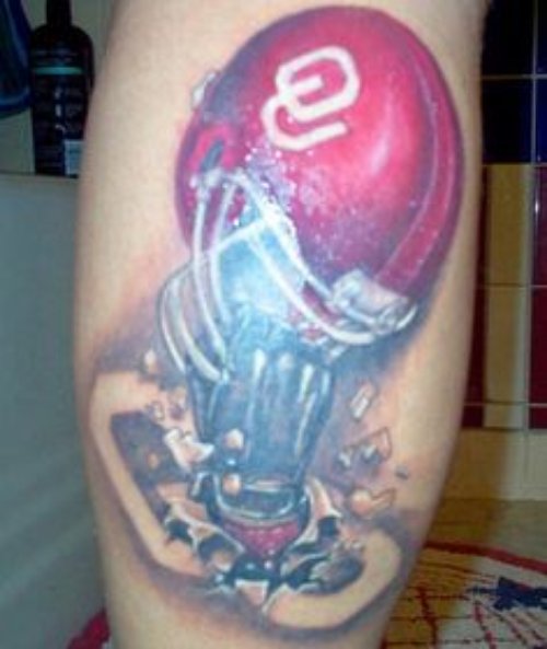 Red Helmet Football Team Player Tattoo