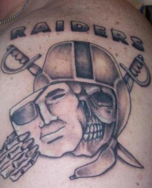 Grey Ink Raiders Football Tattoo