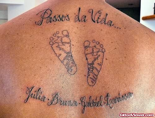 Passes Da Vida Foot Prints Tattoo On Back
