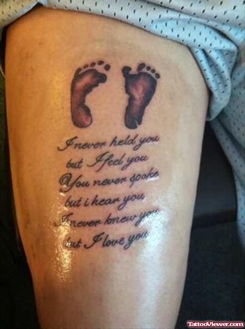 Foot Prints Tattoo On Bicep