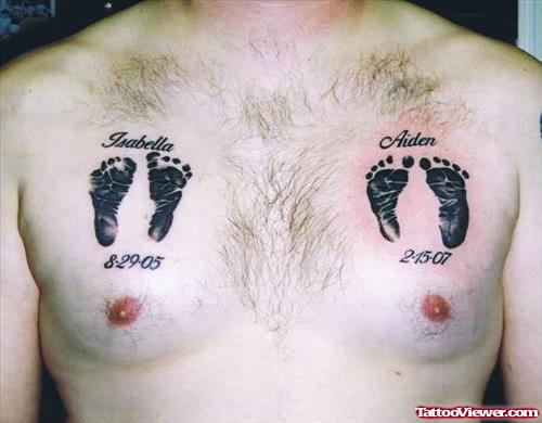 Baby Footprints Tattoo On Chest