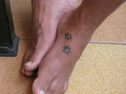 Paw Foot Prints Tattoo On Foot