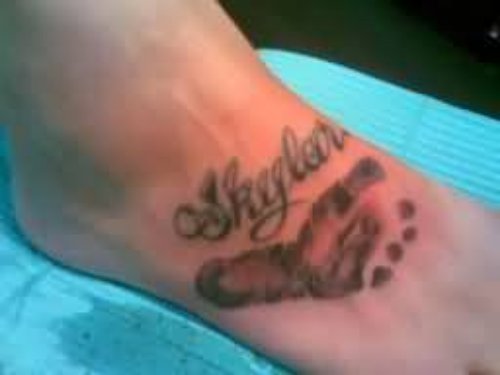 Amazing Footprint Tattoo On Foot