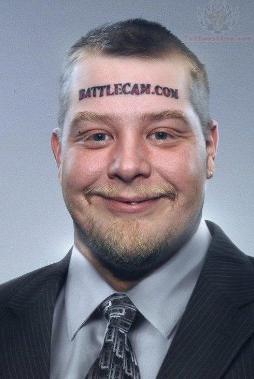 Battle Cam Forehead Tattoo
