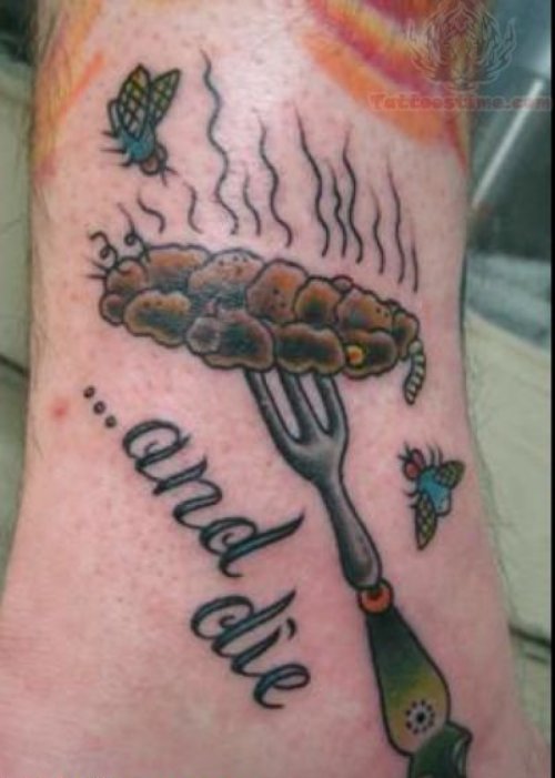 Fork And Bee Tattoos