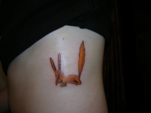 Fox Tattoo On Side Rib
