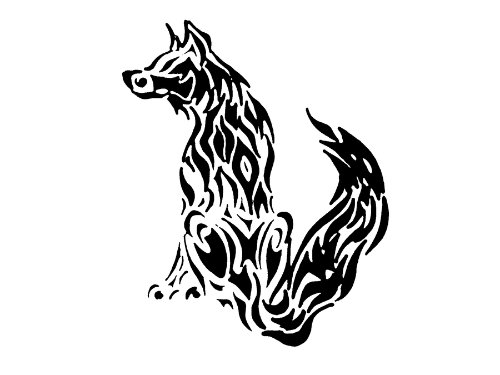 Flaming Tribal Fox Tattoo Design