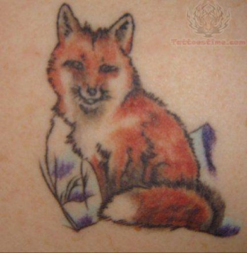 Beautiful Sitting Fox Tattoo