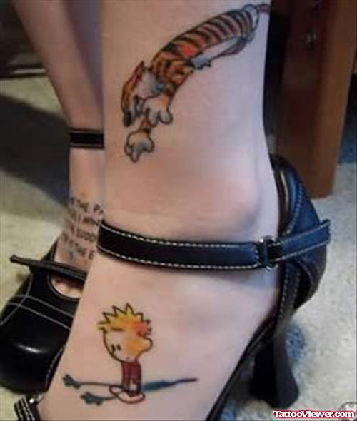 Beautiful Cartoon  Foot Tattoos