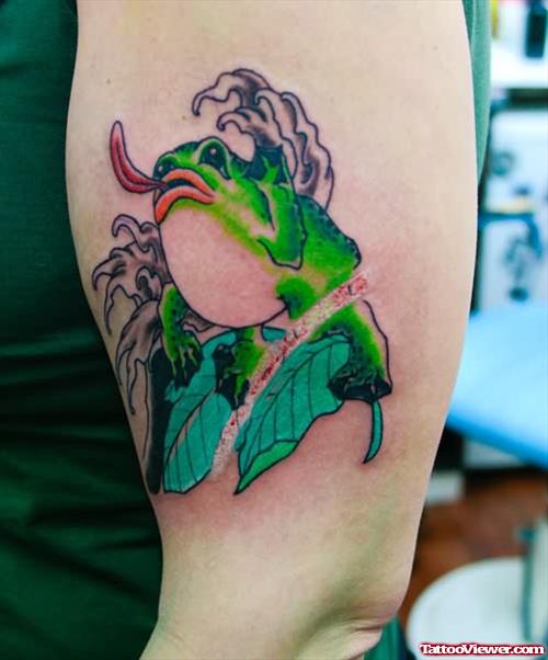 Leafs And Frog Tattoo