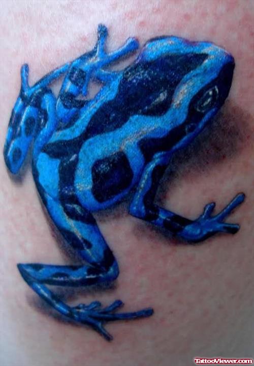 Blue And Black Frog Tattoo