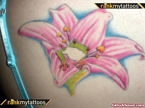 Red Eye Tree Frog and Lilly - Frog Tattoo