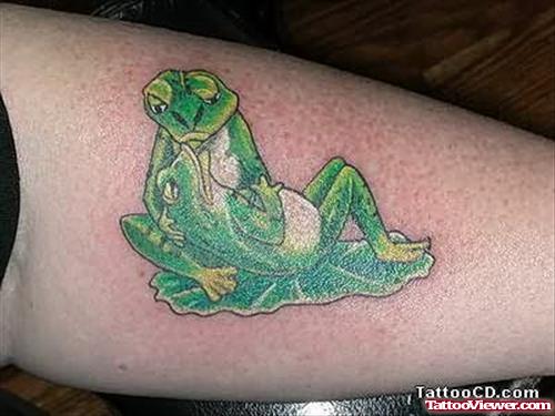 Love Couple Frog Tattoo On Arm