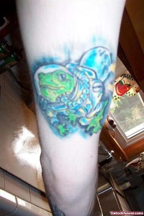 Green And Blue Frog Tattoo
