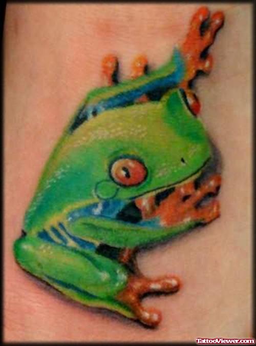 Colour Portrait of a Frog Tattoo