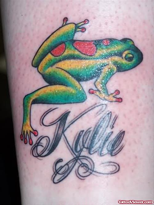 Colour Doted Frog Tattoo