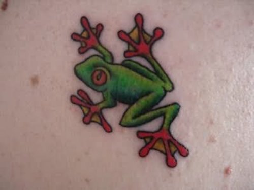 Red Shade Frog Tattoo