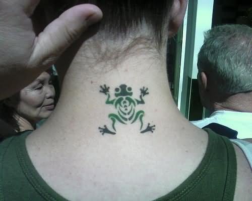 New Design Frog Tattoo On Back Neck