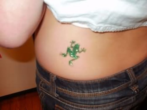 Tiny Frog Tattoo On Lower Back