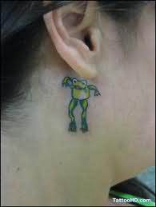 Peace Frog Tattoos On Neck