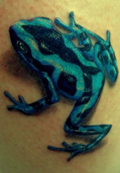 Black And Blue Frog Tattoo Idea