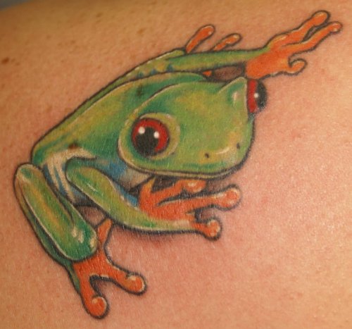 Red Eyes Frog Tattoo Idea