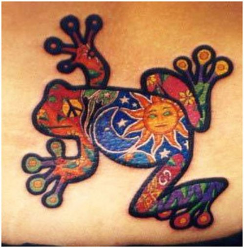 Colored Frog Tattoo Idea