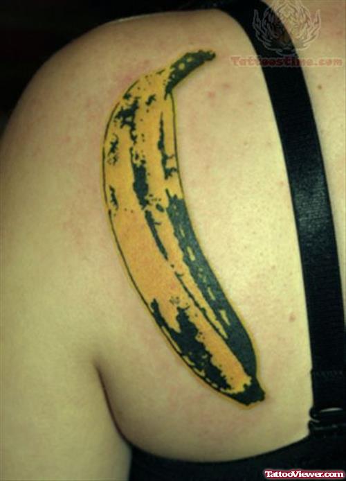 Banana Tattoo On Back Shoulder