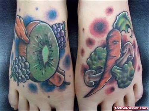 Amazing Fruits Tattoos On Feet