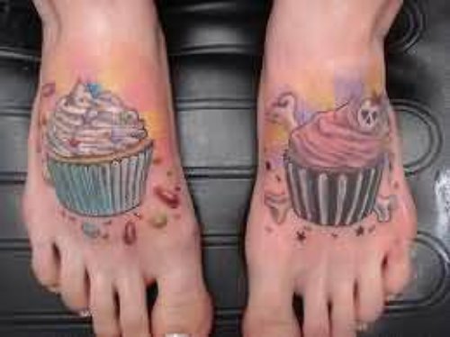 Cake Tattoo On Feet