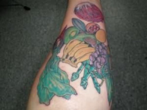 Fruits Tattoos On Leg