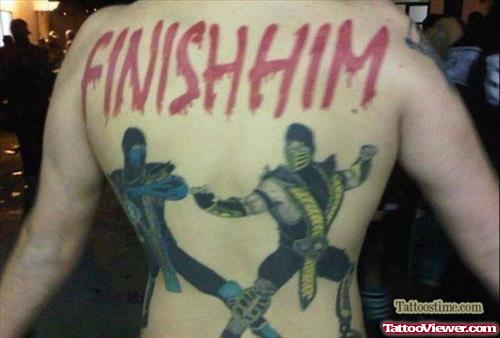 Funny Fight Tattoo On Back