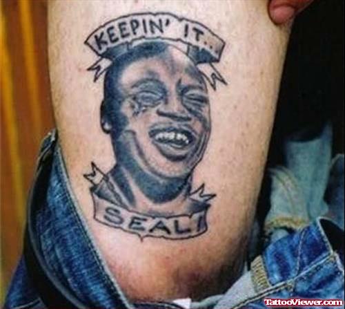 Funny Tattoo On Thigh