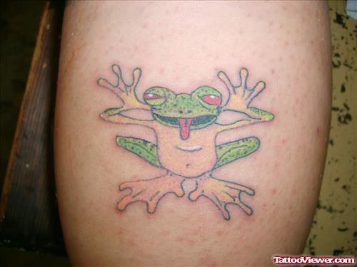 Funny Frog Tattoo for Leg