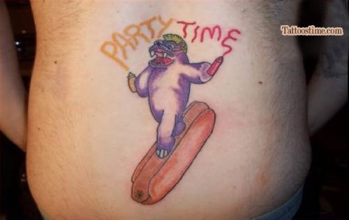 Funny Hotdog Hippo Tattoo