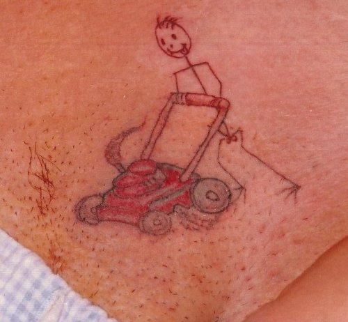 Funny Grass Cut Machine Tattoo