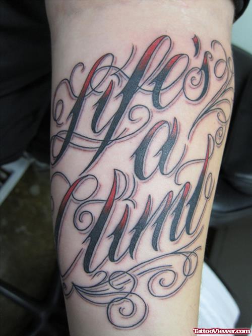Lifes a Limit Gambling Tattoo On Arm
