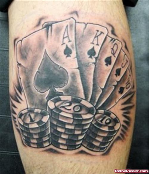 Grey ink Poker And Cards Gambling Tattoo
