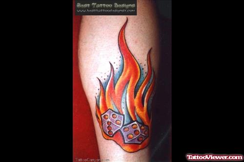 Flaming Gambling Dice Tattoo