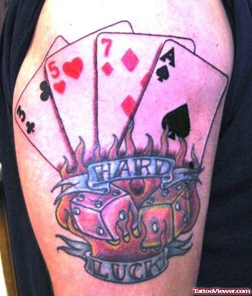 Number Cards And Dice Gambling Tattoo