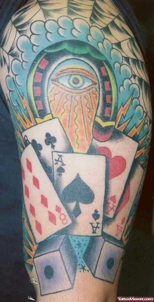 Eye Gamble Tattoo On Shoulder