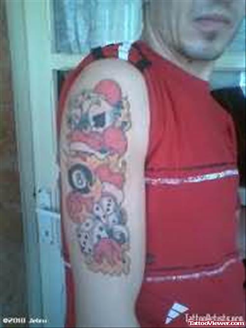 Gangsta Colourful Tattoo On Bicep