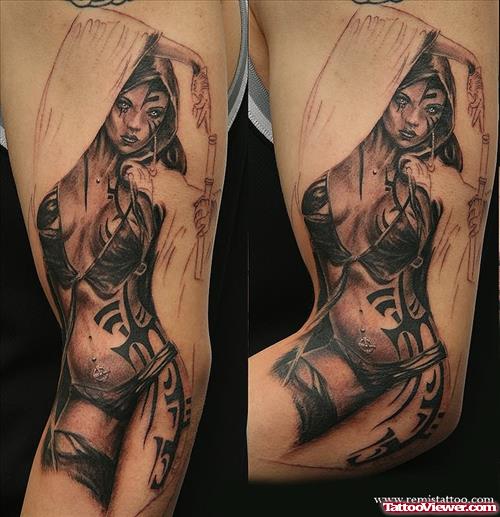 Girl Warrior Gangster Tattoo