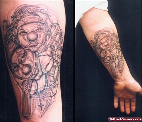Gangsta Clowns Tattoo On arm