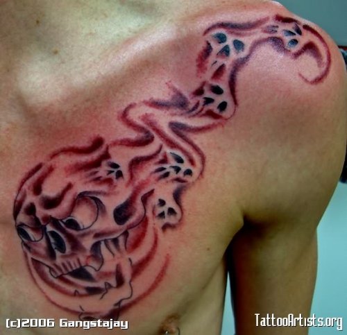 Fire Dragon Tattoo On Chest