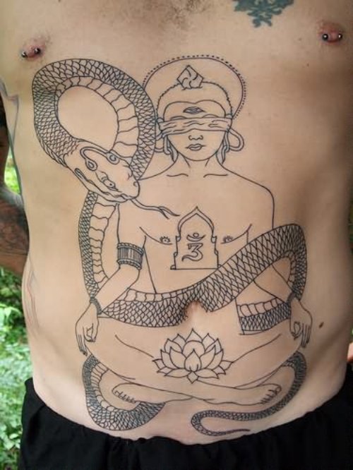 Gambling Snake Girl Tattoo