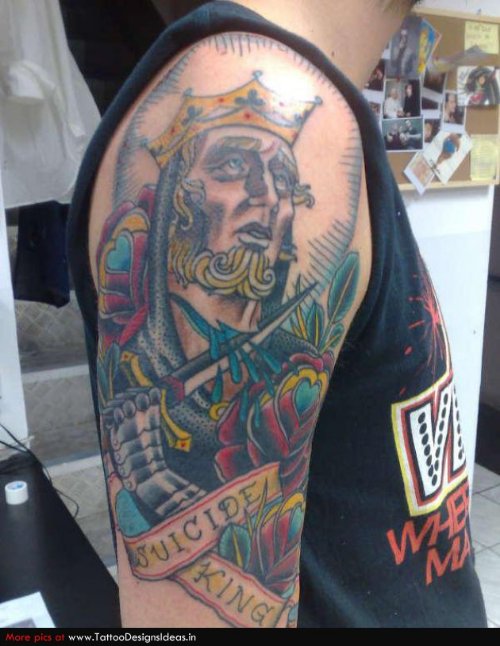 Awesome Gambling Tattoo On Man Right Half Sleeve
