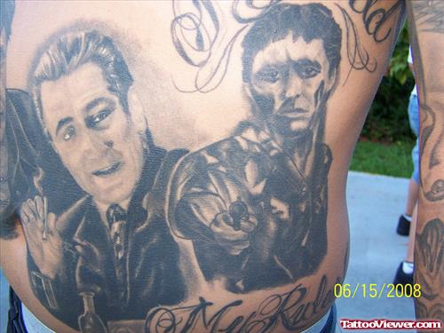 Black Ink Gangsta Tattoo On Hip